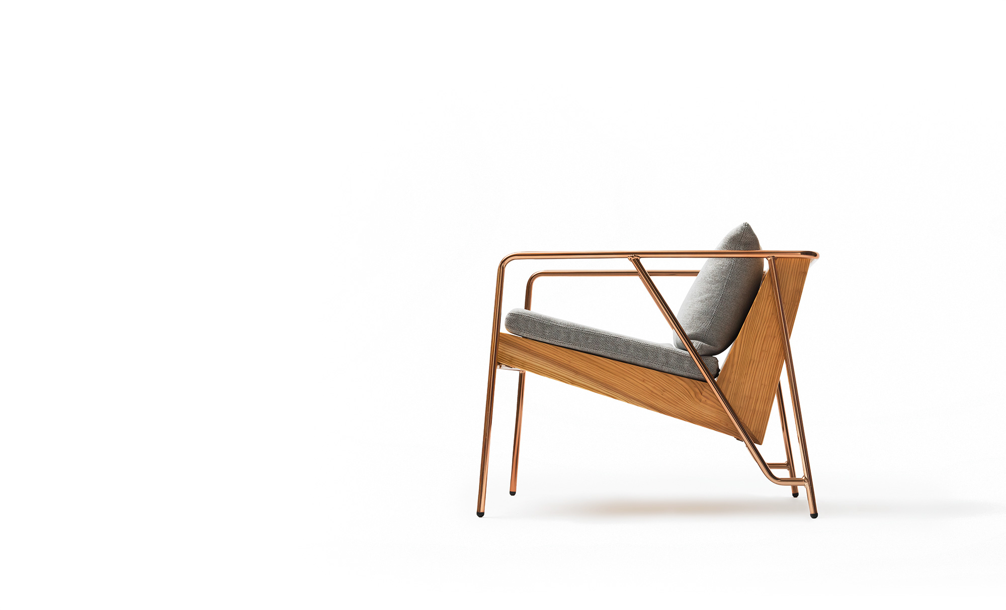 MASS Series Lounge Chair -Natural Wood & Copper Frame- | FIL